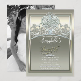 Convites Tiaro Princesa Marfim Platina Doce Festa de 16 Ano