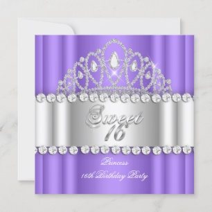 Convites Tiaro Princesa Sweet 16 Roxo Branco Diamante