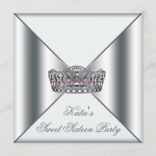 Convites Tiaro Rosa Branco Festa Sweet 16 Branco