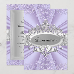 Convites Tiaro Roxo & Quinceanera Damask Tamanho Pequeno