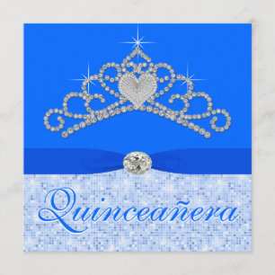 Convites Tiarra de Diamante Azul Blue Quincenera