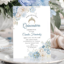 Tiarra de Quinceañera Azul Empoeirada com Rosas em