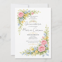 Convites Tiarra de Quinceanera em aquarela feminina