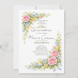 Convites Tiarra de Quinceanera em aquarela feminina