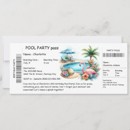 Convites Ticket-Style Pool Party Invitation – Birthday Bash