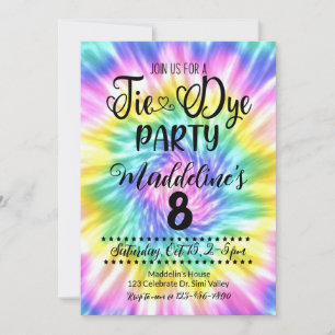 Convites Tie Dye Birthday, Festa Tie Dye,