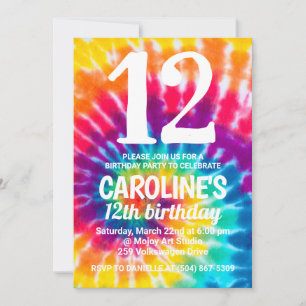 Convites Tie Dye Birthday Invite