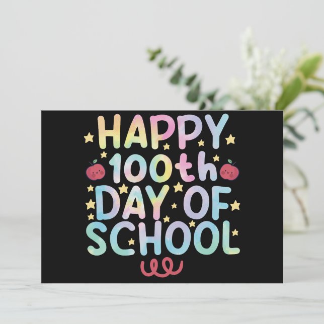 Convites Tie Dye Happy 100º Dia de Professores (Em pé/Frente)