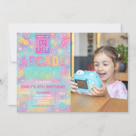 Convites Tie Dye Neon Glow Arcade Party Aniversário Foto