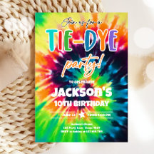 Tie Dye Party Hippy Bright Colors Boy Birday