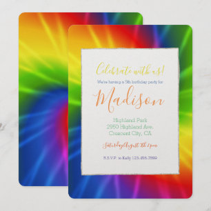 Convites Tie Dye Rainbow Birthday