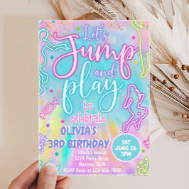 Convites Tie Dye Retro Jump and Play Birthday Invitation