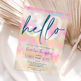 Convites Tie dye unicorn arco-íris com letra pastel 30