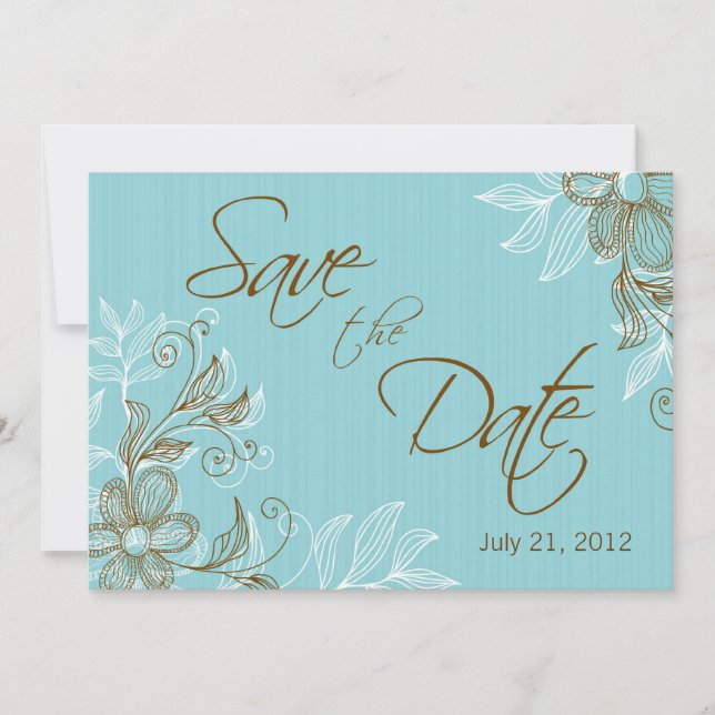 Convites Tiffany Floral Casamento Save The Date (Frente)