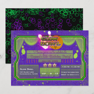 Convites Tigela de Neon Verde e Roxo COM LUZ de LED Festa d