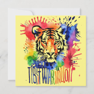 Convites Tigre colorido engraçado aquarela
