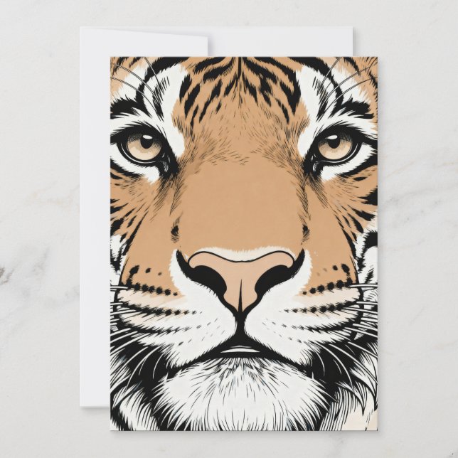 Convites Tigre Olhando Fixamente Rosto, Tigre (Frente)