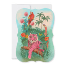 Tigre rosa e Vazio tropical da selva de papagaio