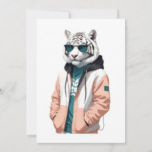 Convites Tigre Vestindo Hoodie Funny Legal Caráter Animal