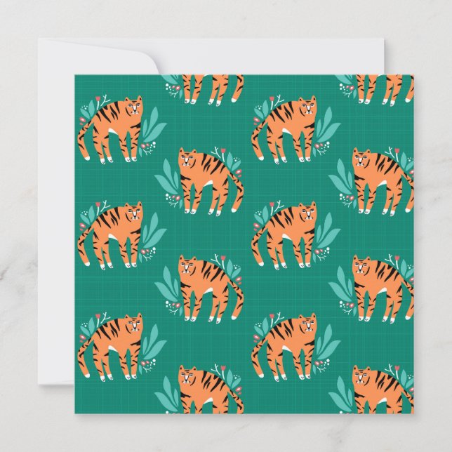 Convites Tigres com flores (Frente)