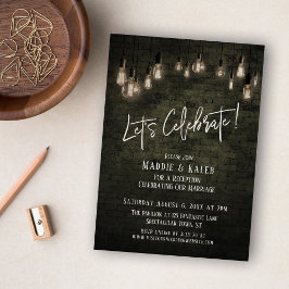 Convites Tijolo Industrial e Luzes de Edison Vamos Celebrar