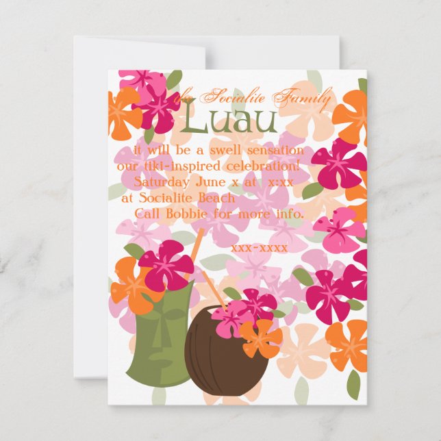 Convites Tiki Blossoms (Frente)