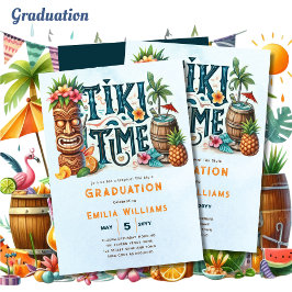 Convites TIKI GRADUATION Tropical Luau Partido Havaiano