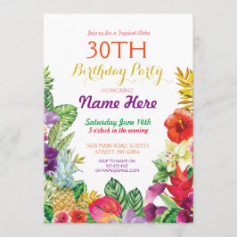 Convites Tiki tropical Aloha Chalk Festa de aniversário Con