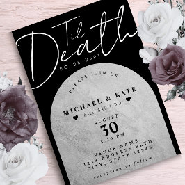 Convites Til Death Do Nós Part Headstone Black Wedding