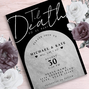 Convites Til Death Do Nós Part Headstone Black Wedding