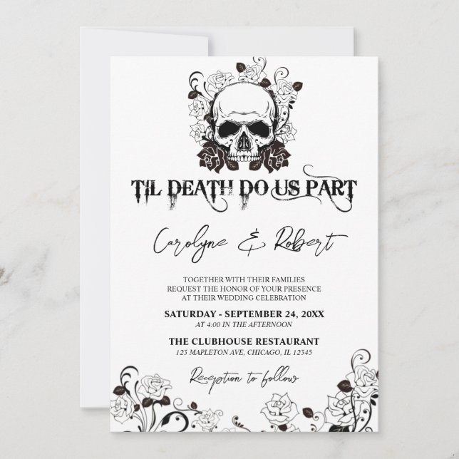 Convites Til Death Do Us Part Halloween Gothic Wedding Invi (Frente)