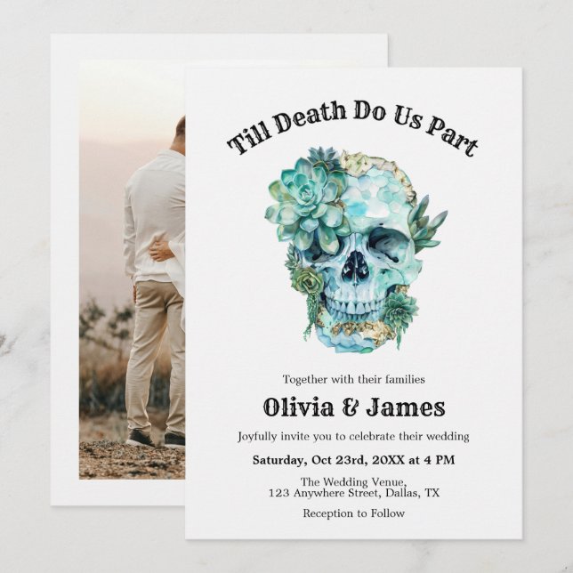 Convites Til Death Do Us Part Photo Halloween Wedding (Frente/Verso)