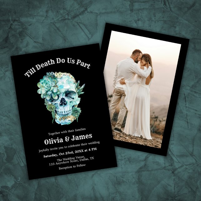 Convites Til Death Do Us Part Photo Halloween Wedding (Til Death Do Us Part Halloween Photo Wedding Invitation )