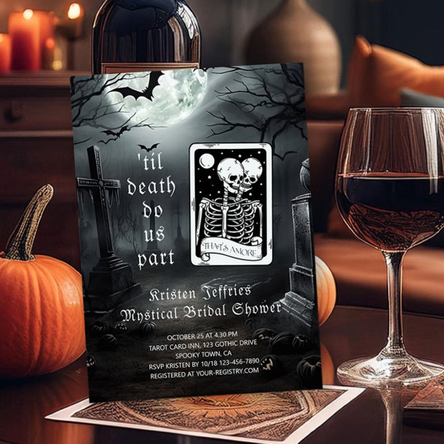 Convites Til Death Do Us Part Tarot Card Chá de panela (Til death do us part halloween mystical bridal shower invitation by Darling & May)