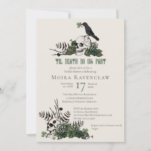 Convites Til Death Gothic Irish Floral Skull Chá de panela
