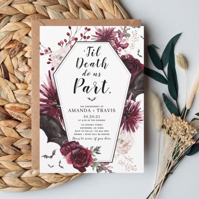 Convites Til Death Nos Part Festa de noivado Coffin (Criador carregado)