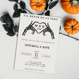 Convites Til Death Nos Part Skeleton Heart Hand Wedding