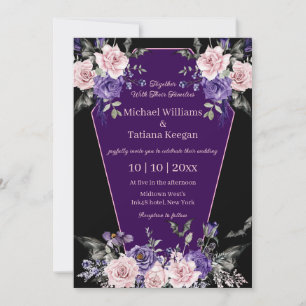 Convites Til Death Nos Parte, casamento floral de halloween