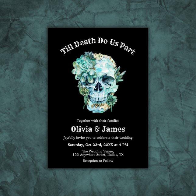 Convites Til Death Nos Parte Do Casamento De Halloween Góti (Til Death Do Us Part Gothic Halloween Wedding Invitation )