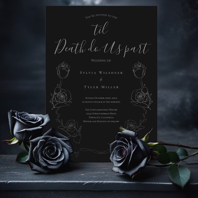 Convites Til Death Nos Parte Do Casamento Gótico De Cinzas  (Add this invitation to your cart for love meant to last until the very end.)