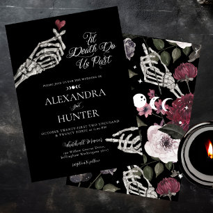 Convites Til Death Watercolor Skeleton Mãos Casamento Gótic