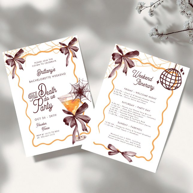 Convites Till Death Bow Cocktail Halloween Bacheloerette In (Criador carregado)