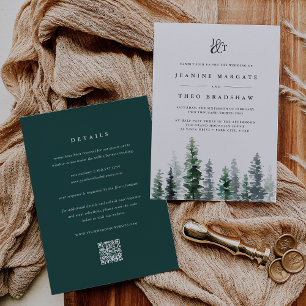 Convites Timber Grove Monograma Duplo de Casamento