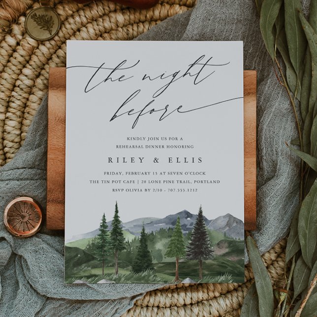 Convites Timberline | Mountain Forest Rehearsal Dinner (Criador carregado)