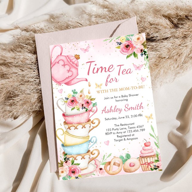 Convites Time for Tea Birthday Party Invitation (Criador carregado)