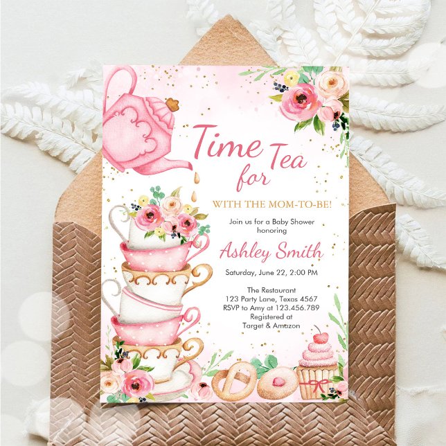 Convites Time for Tea Birthday Party Invitation (Criador carregado)
