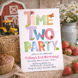 Convites Time Two Party, Bug Themed 2nd, Garden Farm