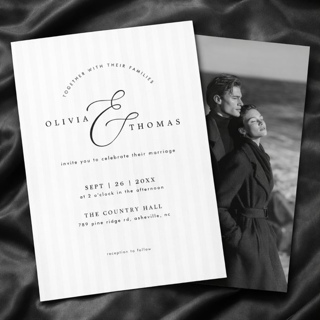 Convites Timeless Black White Photo Wedding Invitation (Criador carregado)