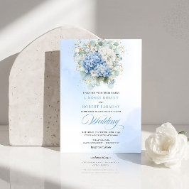 Convites Timeless Blue Hydrangea Garden Wedding Invitation