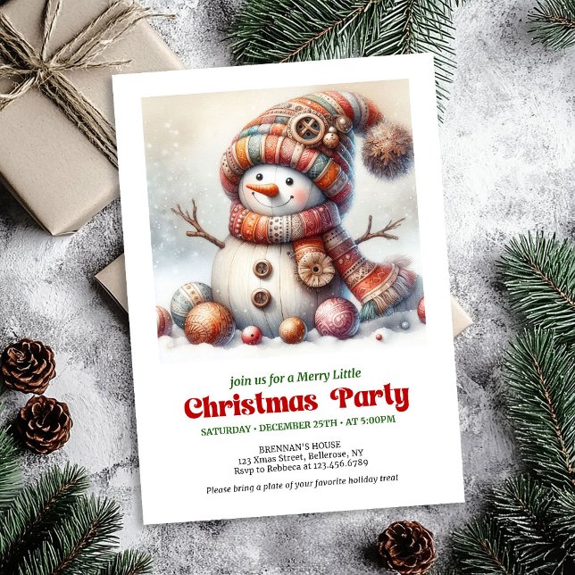 Convites Timeless cartoon snowman kids invitation digital (Timeless cartoon snowman invitation digital festive decor

)